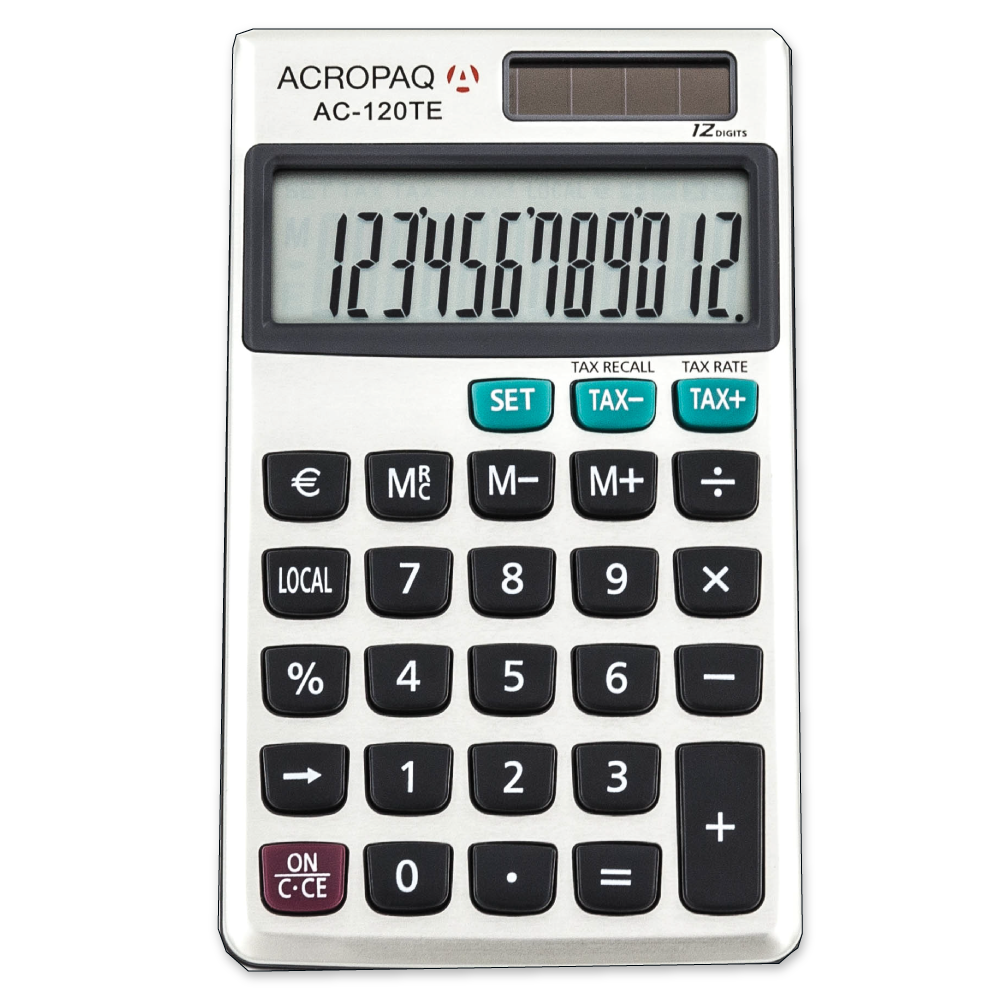 acropaq-taschenrechner-12-stellig-dual-power-grau-w-hrung image 1