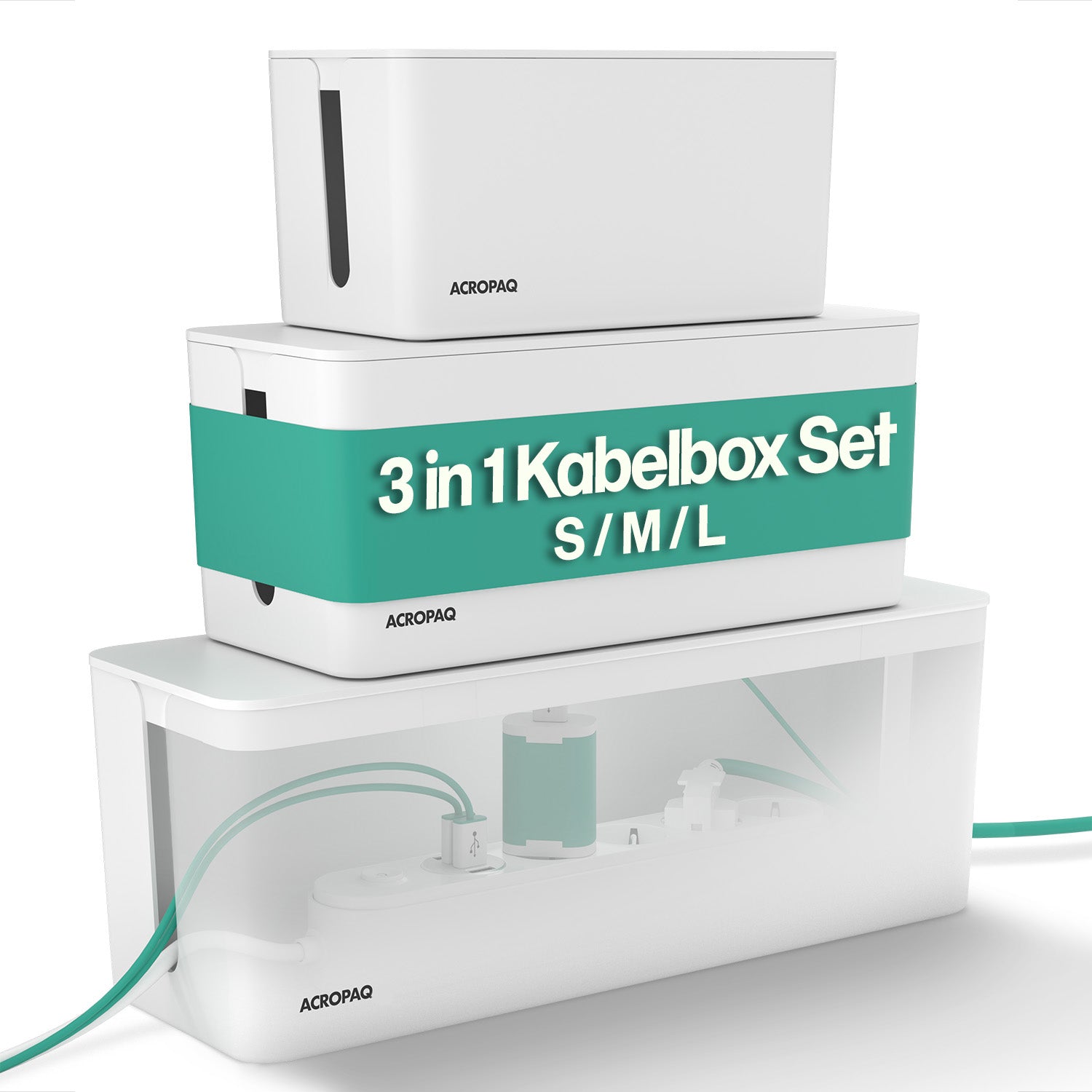 acropaq-arbeitsergonomie-kabelbox-wei-3er-set-klein-mittel-gro image 1