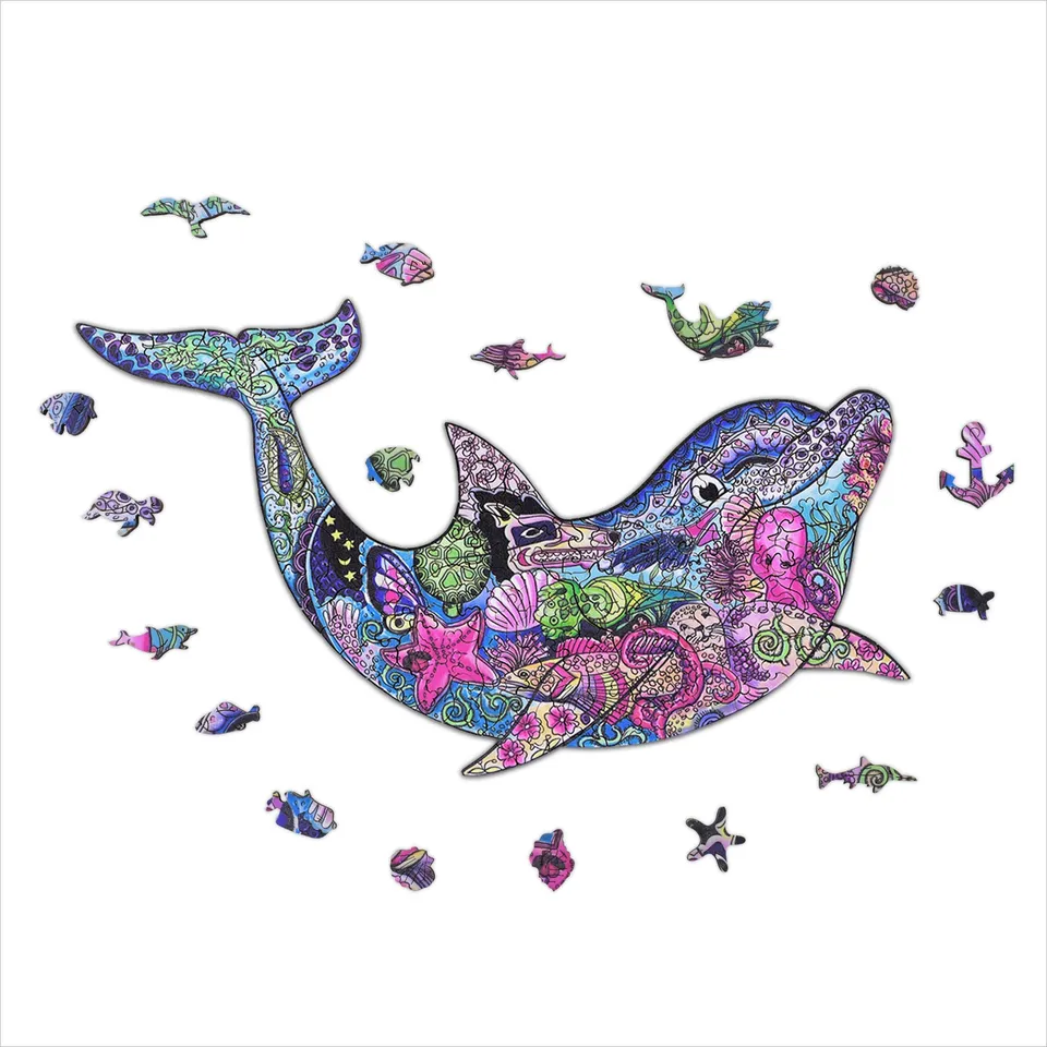 acropaq-puzzles-holzpuzzle-delphin-150-teile-a4 image 1