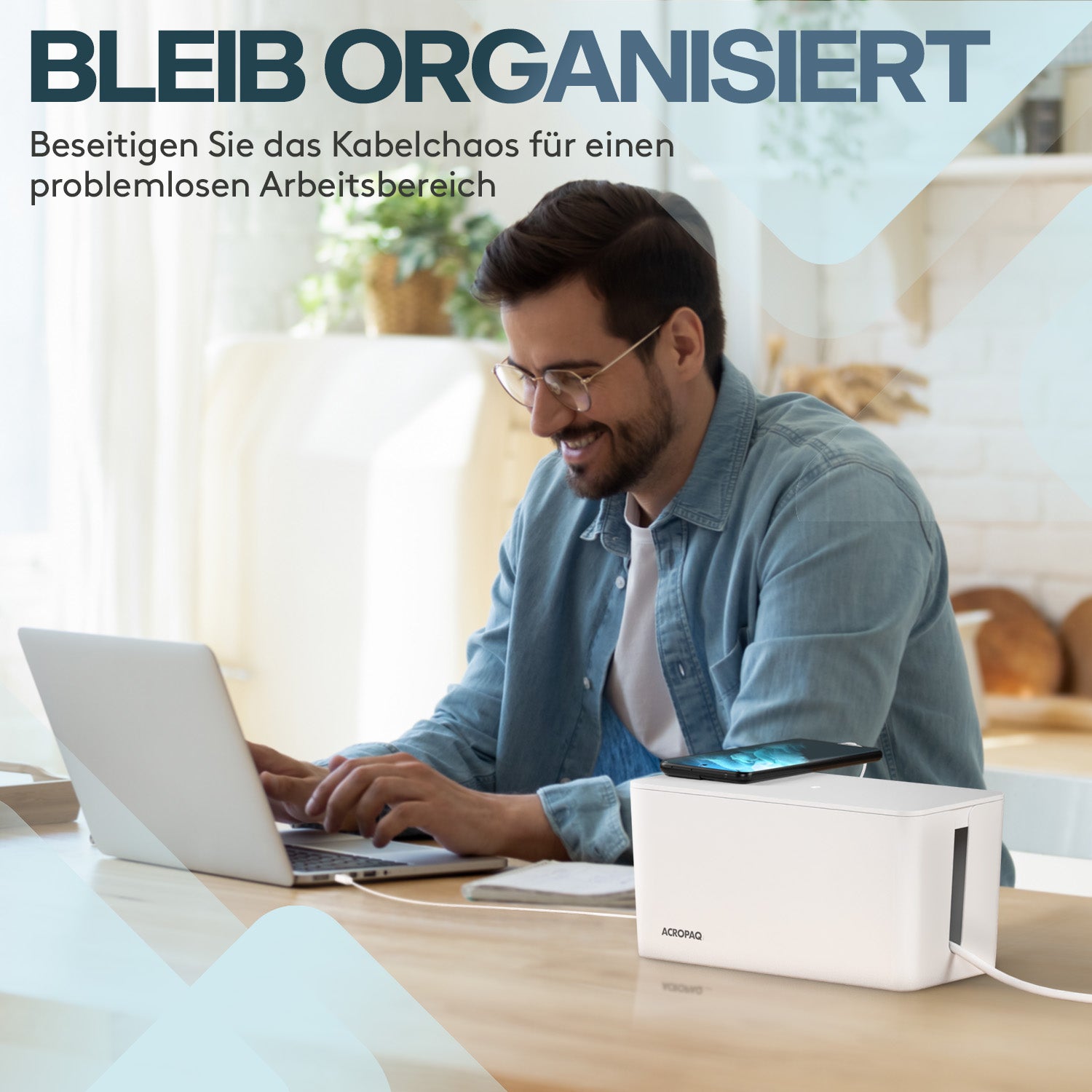 acropaq-arbeitsergonomie-kabelbox-klein-wei-steckdose image 2