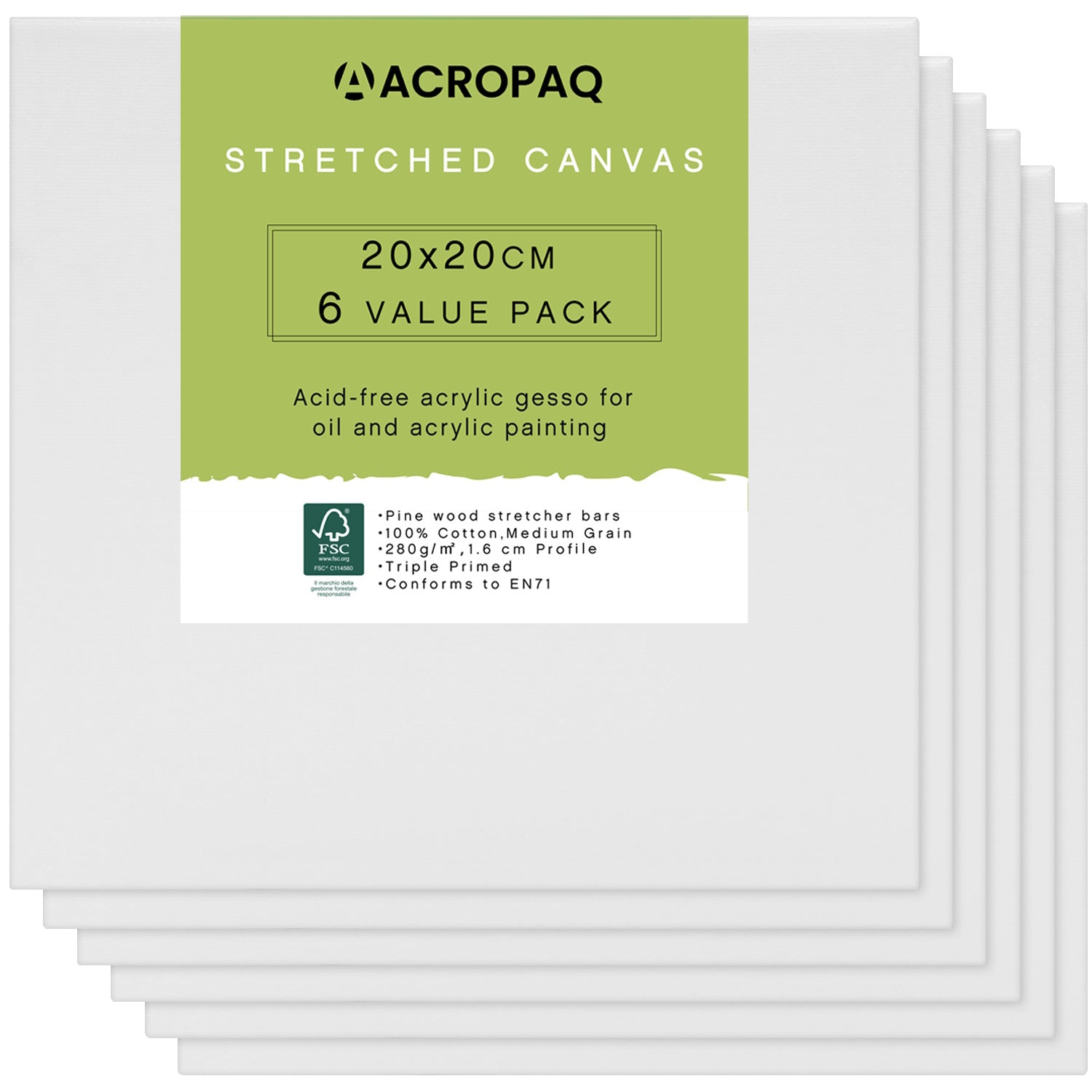 acropaq-k-nstlerbedarf-leinwand-20x20cm-wei-6er-set image 1