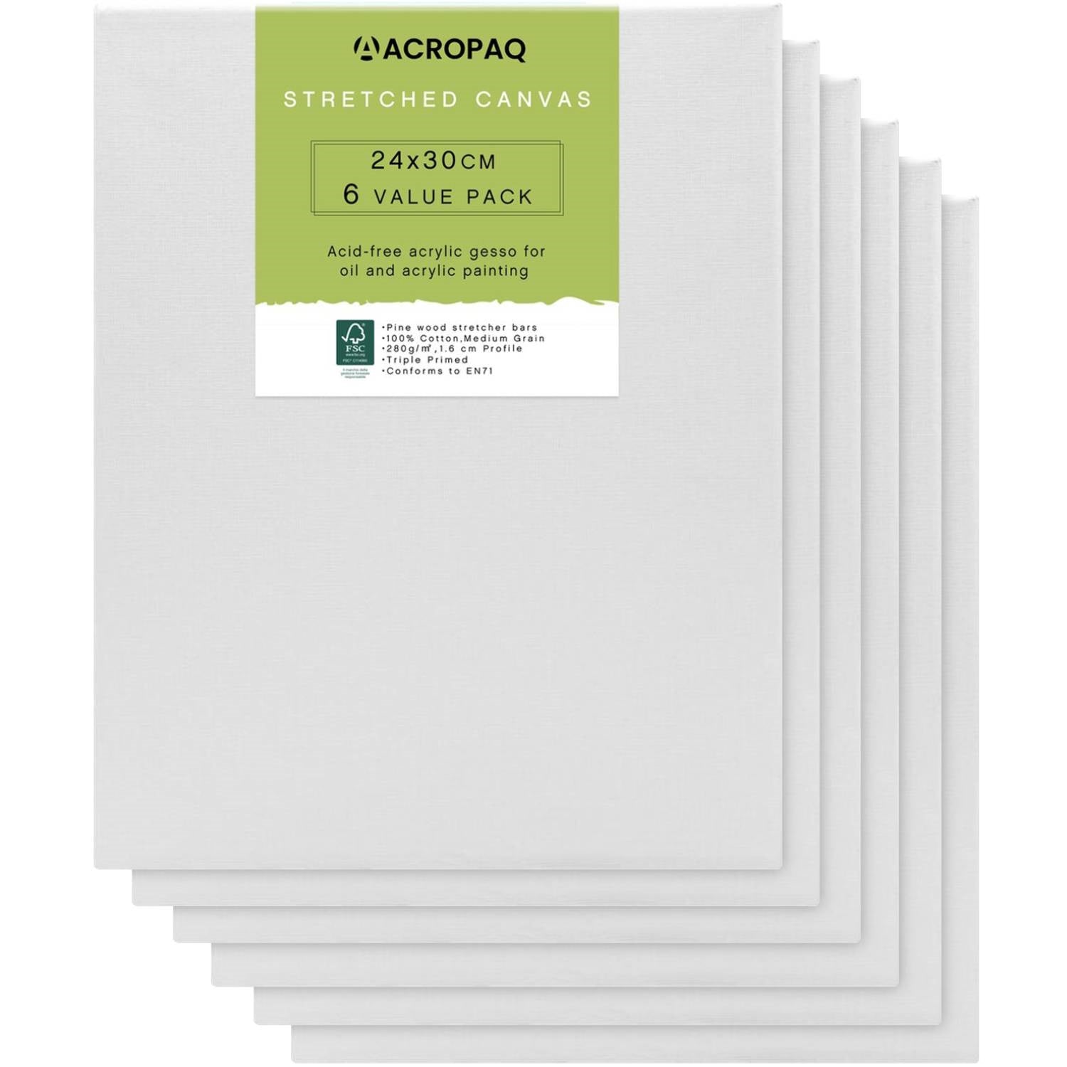 acropaq-leinwand-24x30-cm-canvas-wei-6-st-ck-baumwolle image 1