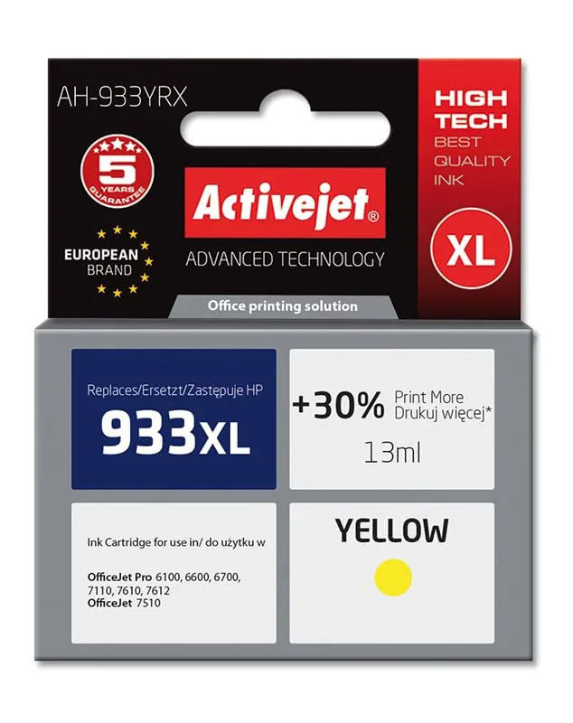 activejet-ah-933yrx-tintenpatrone-gelb-13-ml-f-r-hp-933xl image 1